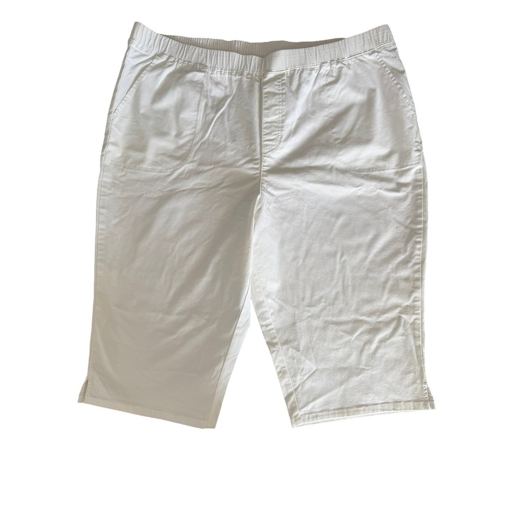 Denim & Co Shorts Women 2X Pedal Pusher White Pull On Elastic Waist A575304